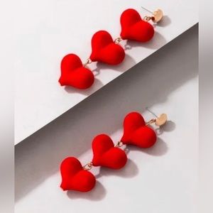 Red Heart Earrings, Valentine's Day Earrings, Heart Dangle Earrings